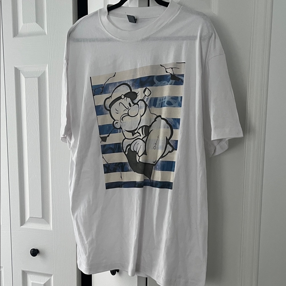 #40.White Cartoon Graphic Tee
